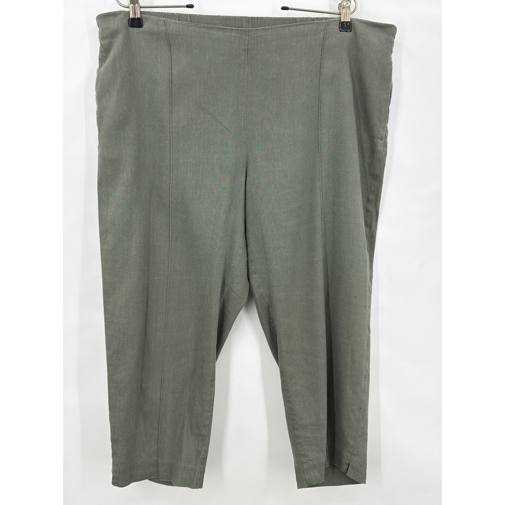J.‎ Jill Linen Stretch Crop Pants Olive Green Petite Large Pull On Capris